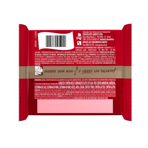 Chocolate Garoto Talento ao Leite com Avelãs 25g