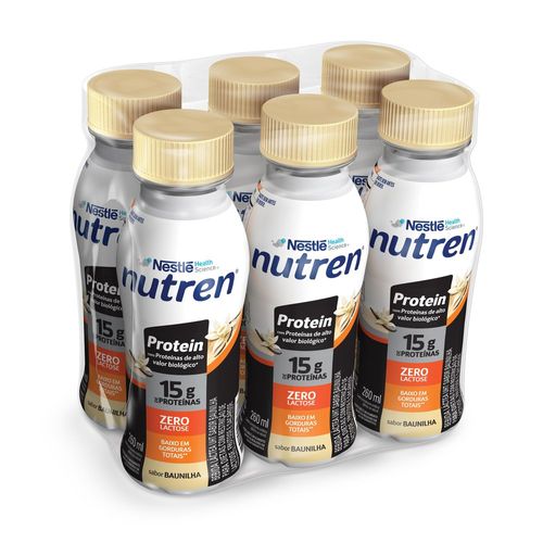 Bebida Láctea Nutren Protein 15g de proteínas Baunilha 260ml - Pack com 6 Unidades