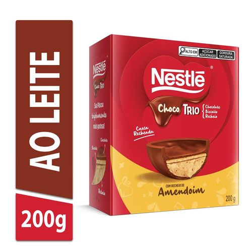 Ovo de Páscoa Nestlé ChocoTrio com Recheio de Amendoim 200g