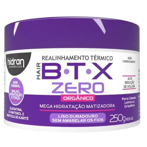 Realinhamento Térmico Hidran BTX Zero Mega Hidratação Matizadora 250g