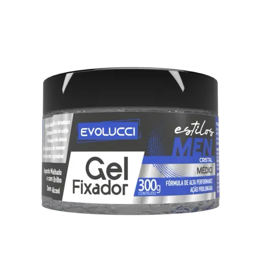 Gel Fixador Hidran Evolucci Estilos Men Cristal Médio 300g