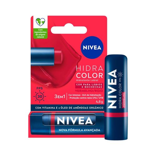 Hidratante Labial Nivea Lip Care Hidra Color Vermelho 4,8g