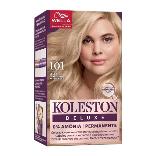 Kit Tintura Colorante Permanente Koleston Deluxe Louro Claríssimo Acinzentado 101