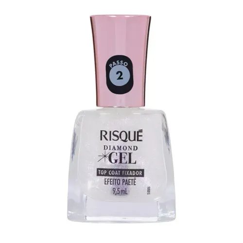 Esmalte Risqué Diamond Top Gel Cremoso Efeito Paetê  9,5ml