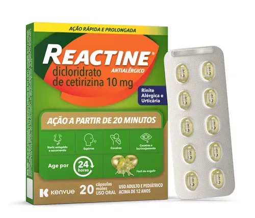 Reactine 10mg com 20 Cápsulas