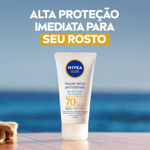 Nivea Sun Protetor Solar Facial Toque Seco Antissinais FPS 70 40ml