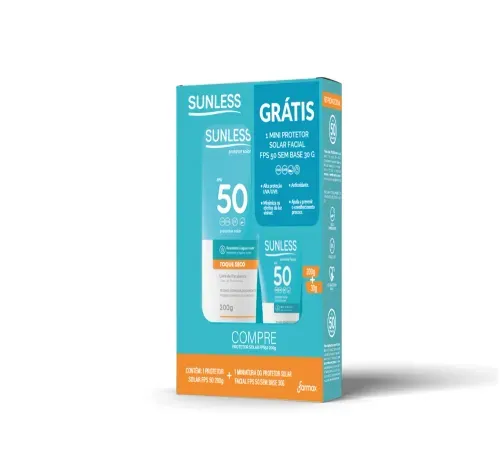 Kit Protetor Solar Sunless Toque Seco FPS50 200g Grátis Mini Protetor Solar Facial  FPS50 30g