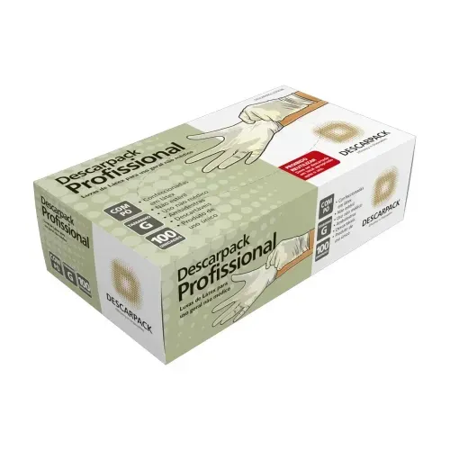 Luva de Látex Profissional Não Médica com Pó Descarpack G com 100 Unidades