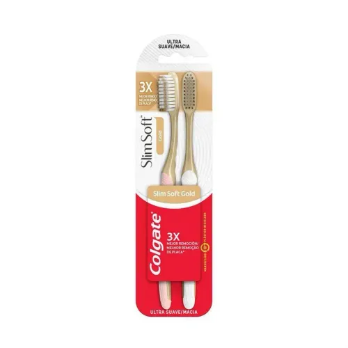 Escova de Dente Colgate Slim Soft Gold com 2 Unidades