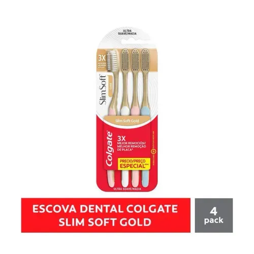Escova de Dente Colgate Slim Soft Gold 4 Unidades