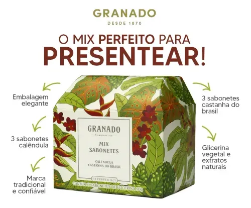 Kit Presente Granado com Mix de Sabonete Barra 90g com 6 Unidades