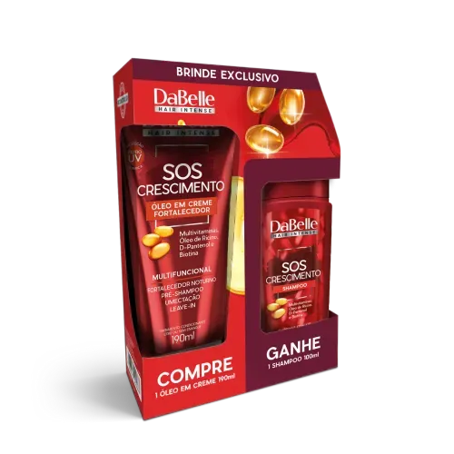 Kit Dabelle Óleo em Creme SOS Crescimento 190ml Grátis Shampoo 100ml