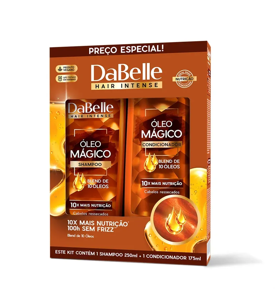 Kit Shampoo 250ml + Condicionador 175ml Dabelle Óleo Mágico