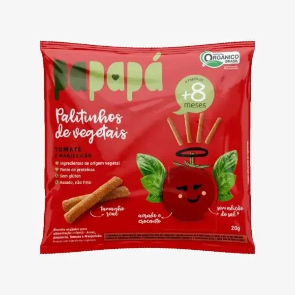 Biscoitinho Palitinhos Orgânico Papapá Infantil Tomate e Manjericão 100g