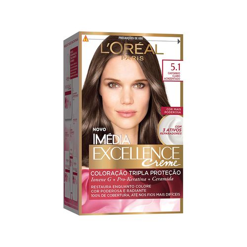 Tintura Creme Imédia Excellence 5.1 Castanho Claro Acinzentado  kit