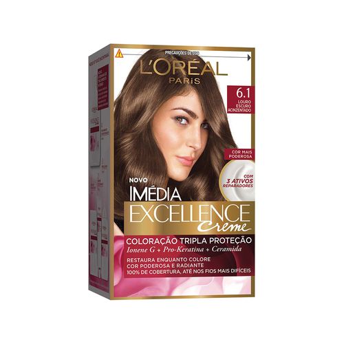 Tintura Creme Imédia Excellence 6.1 Louro Escuro Acinzentado kit