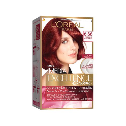Tintura Creme Imédia Excellence 6.66 Vermelho Acetinado kit