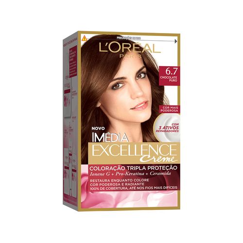 Tintura Creme Imédia Excellence 6.7 Chocolate Puro kit