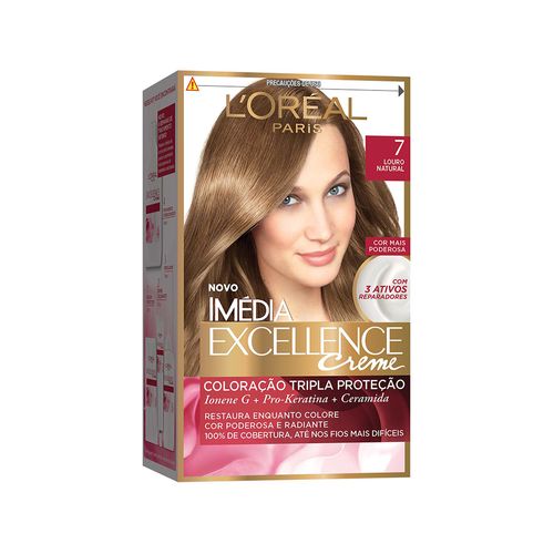Tintura Creme Imédia Excellence 7 Louro Natural kit