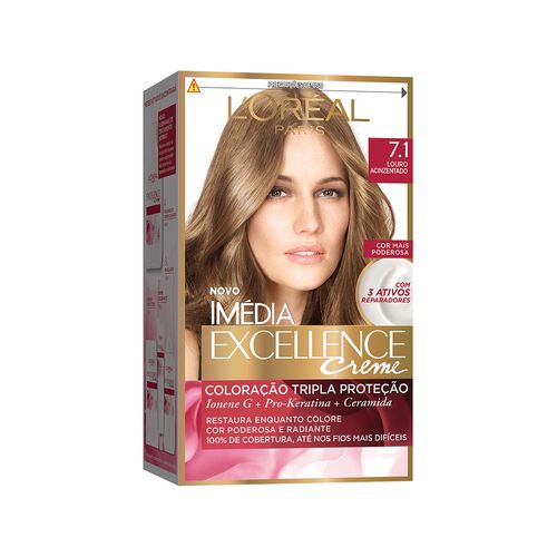 Tintura Creme Imédia Excellence 7.1 Louro Acinzentado kit