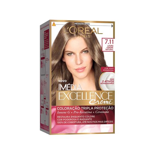 Tintura Creme Imédia Excellence 7.11 Louro Cendre Natural  kit