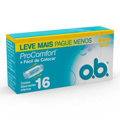 Absorvente Interno OB Procomfort Médio Com 16 Unidades Leve Mais Pague Menos