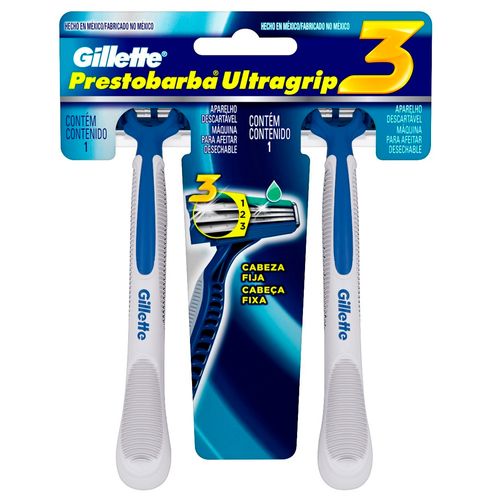 Aparelho de Barbear Gillette Prestobarba UltraGrip3 com 2 Unidades