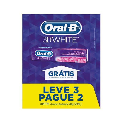 Creme Dental Oral-B 3D White leve 3 pague 2 70g