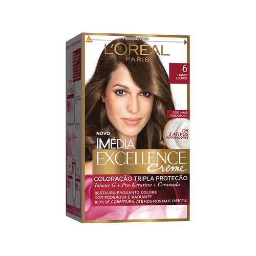 Tintura Creme Imédia Excellence 6 Louro Escuro kit