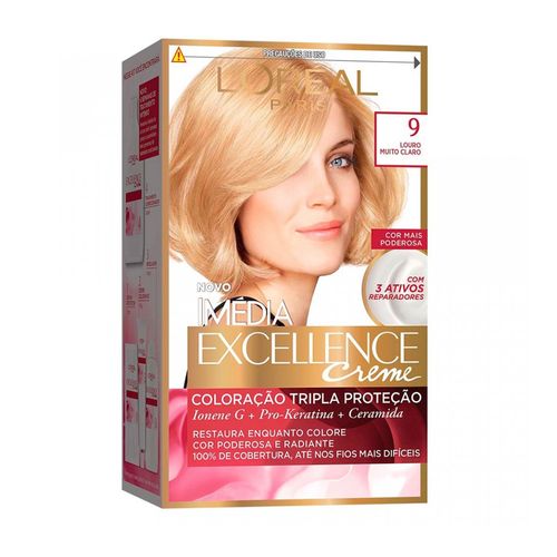 Tintura Creme Imédia Excellence 9 Louro Muito Claro kit