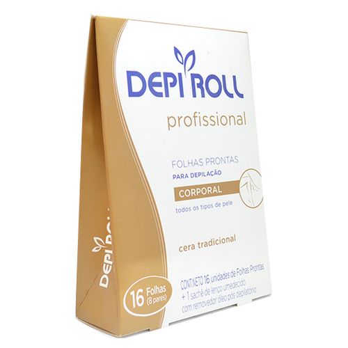 Folhas Prontas para Depilação Corporal Depiroll Profissional com 8 pares