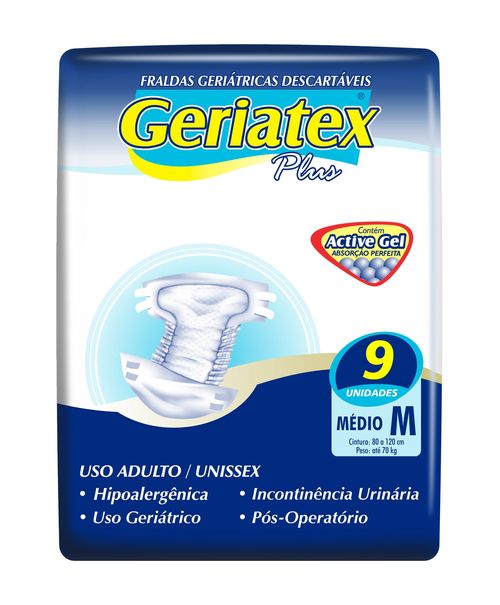 Fralda Geriátrica Geriatex Plus M com 9 Unidades