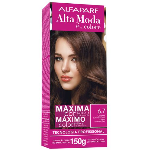 Tintura Creme Altamoda 6.7 Castanho Luminoso Claro Kit 150g