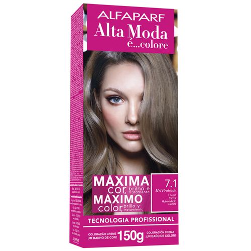 Tintura Creme Altamoda 7.1 Mel Prateado Louro Cinza Kit 150g