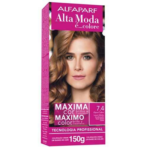 Tintura Creme Altamoda 7.4 Louro Médio Acobreado Kit 150g
