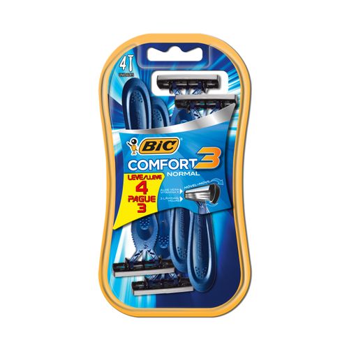 Aparelho de Barbear Bic Comfort 3 normal  leve 4 pague 3