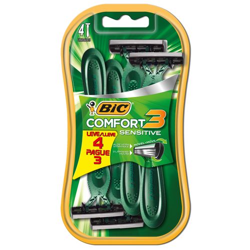 Aparelho de Barbear Bic Comfort 3 pele sensível  leve 4 pague 3