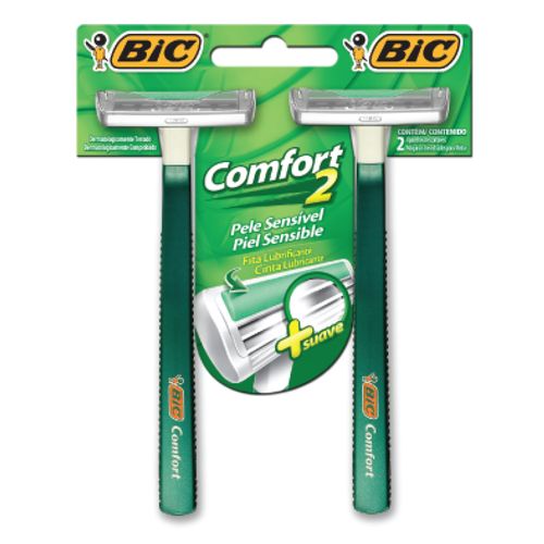 Aparelho De Barbear Bic Comfort 2 twin sensível com 2 unidades