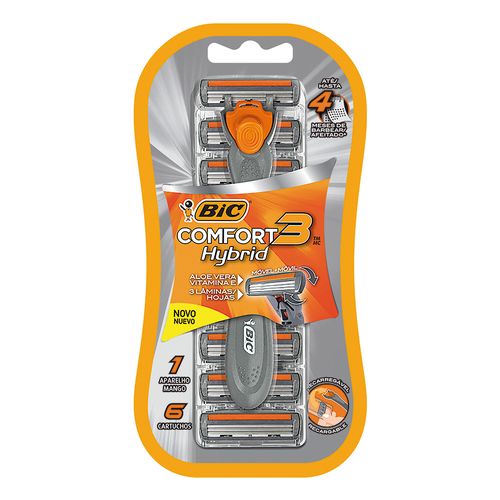 Aparelho de Barbear Bic Comfort 3 hybrid + 6 cartuchos