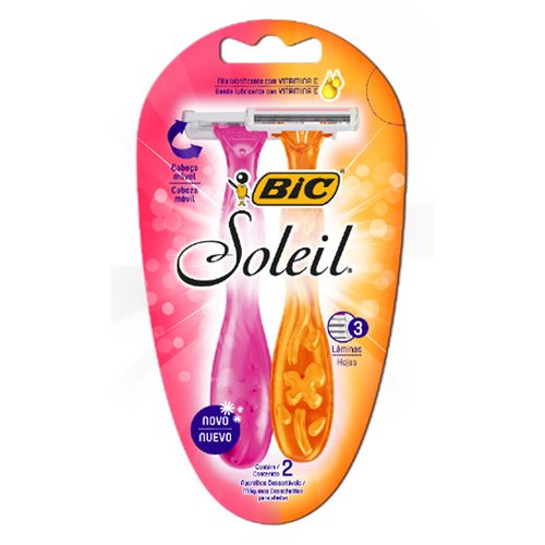 Aparelho de Depilação Bic Soleil Rosa e Laranja com 2 Unidades