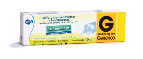 Sulfato de Neomicina + Bacitracina pomada 15g EMS