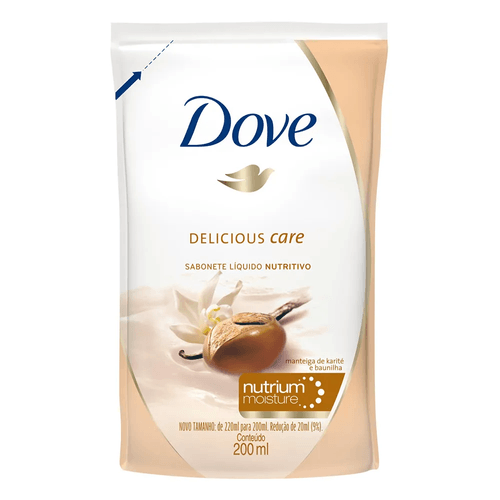 Sabonete Líquido Dove Delicious Care Manteiga de karité e Baunilha Refil 200ml