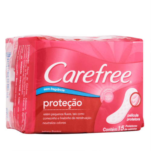 Protetor Diário Carefree Proteção Sem Perfume Com 15 Unidades