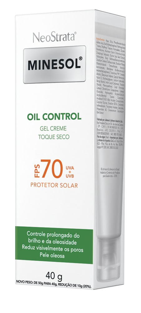 Protetor Solar Facial Neostrata Minesol Oil Control FPS70 Gel Creme Toque Seco 40g
