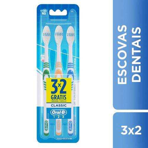 Kit Escova Dental Oral-B Classic Leve 3 Pague 2 Unidades