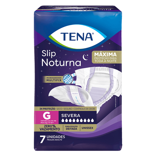Fralda Geriátrica Tena Slip Noturna G com 7 Unidades