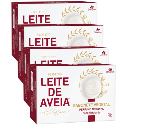 Kit Sabonete Barra Davene Leite de Aveia Perfume Original 90g com 4 Unidades Oferta Especial