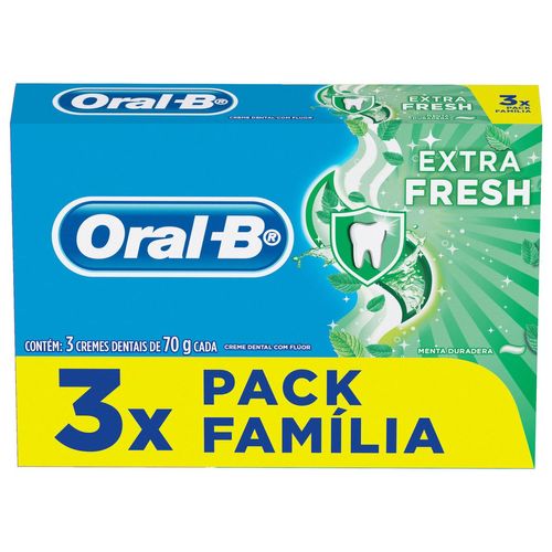 Kit Creme Dental Oral-B Extra Fresh 70g com 3 Unidades Pack Família