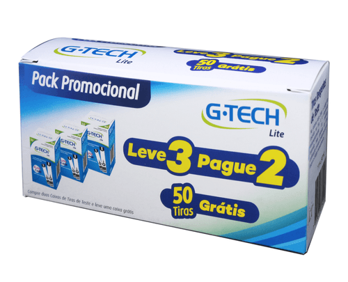 Kit Tiras Teste G-Tech Lite com 3 Caixas com 50 Tiras Cada Leve 3 Pague 2