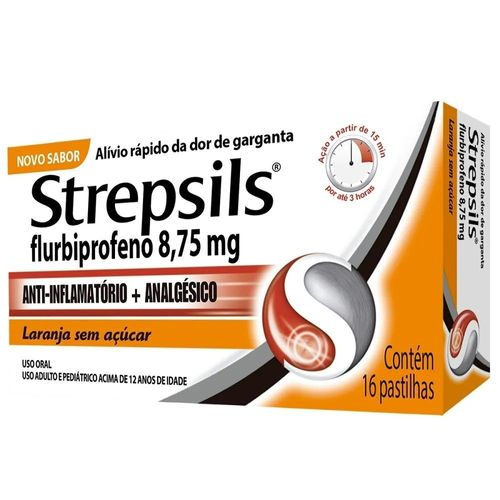 Strepsils Laranja Sem Açúcar Com 16 Pastilhas